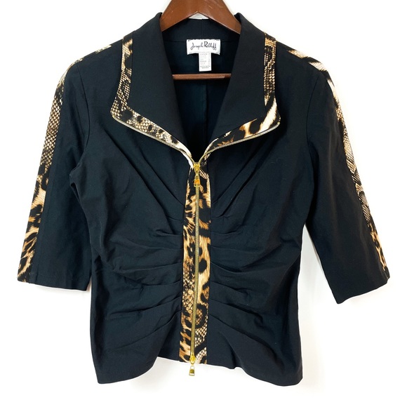 Joseph Ribkoff Leopard Print Trim Jacket - Picture 2 of 4